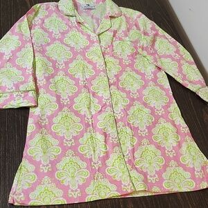 Malabar Bay Cotton Print Sleep Shirt Night Gown Organic Cotton Small